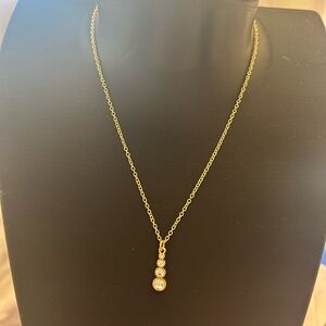 Elegant Gold Four Stone Crystal Necklace.